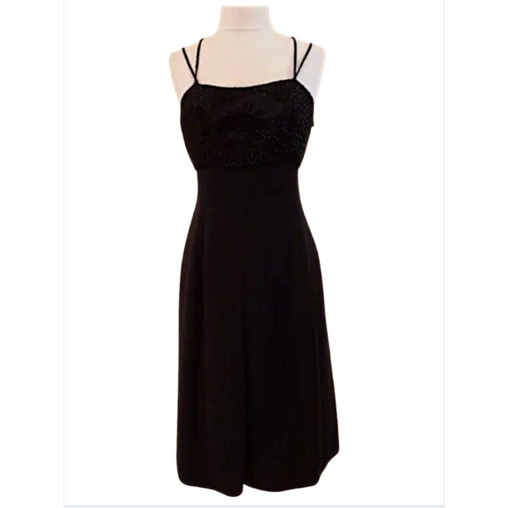 Giorgio Armani Vintage Beaded Floral Sleeveless Dress 'LBD' Size Italian 42/US 6